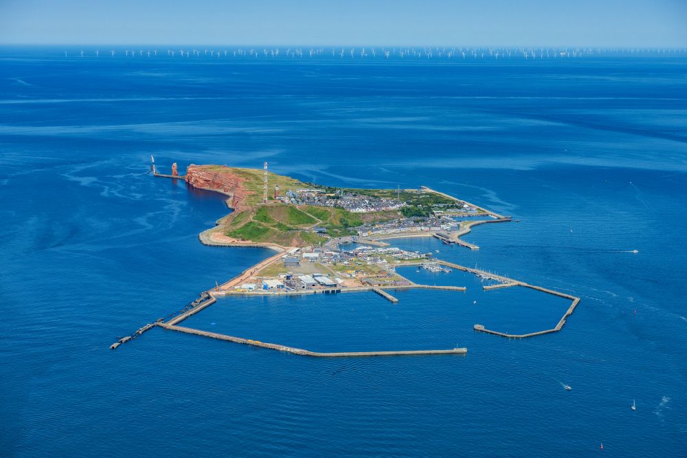Aerial photograph Helgoland - The island of Helgoland in the North Sea to the port area on Helgoland in Schleswig-Holstein