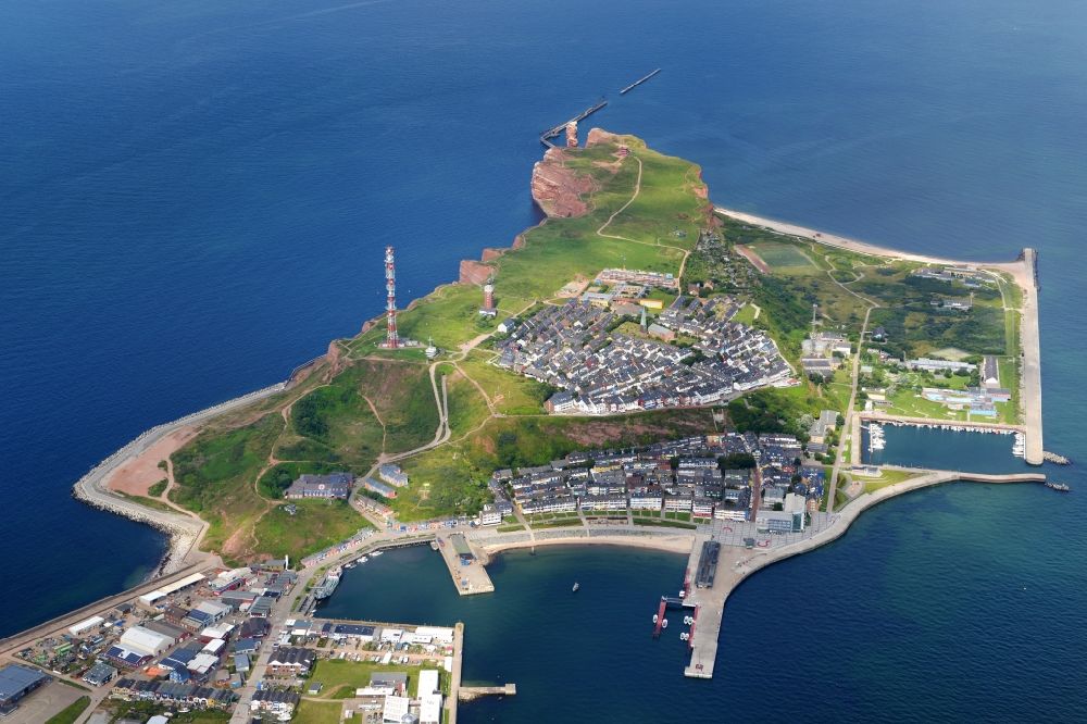 Helgoland from above - The island of Helgoland in the North Sea to the port area on Helgoland in Schleswig-Holstein