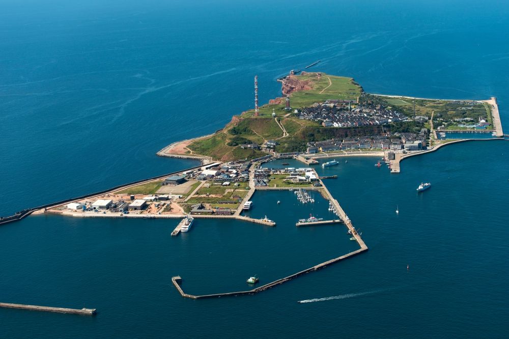 Aerial image Helgoland - The island of Helgoland in the North Sea to the port area on Helgoland in Schleswig-Holstein