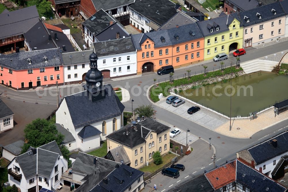 Gräfenwarth from above - The church of St. Martin dated to the middle of the 14th century. The current appearance of the church was in the 18th century. St. Martin is an Evangelical church