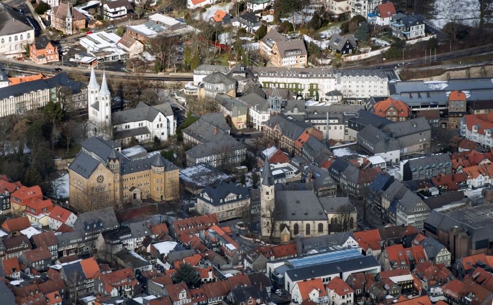 Aerial image Goslar - View of the old town of Goslar in Niedersachsen with the Church of St. Cosmas and Damian