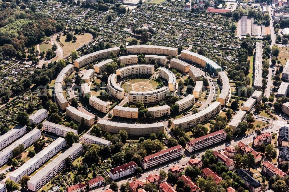 Aerial image Leipzig - The Nibelungen round village settlement in the district Loessnig in Leipzig in Saxony