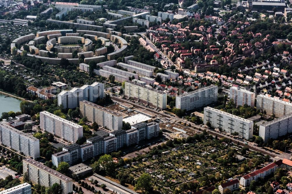 Leipzig from above - The Nibelungen round village settlement in the district Loessnig in Leipzig in Saxony