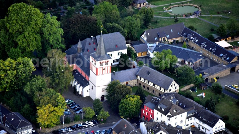 Königswinter from the bird's eye view: The parish church of St. Pankratius in Oberpleis in the state North Rhine-Westphalia, Germany