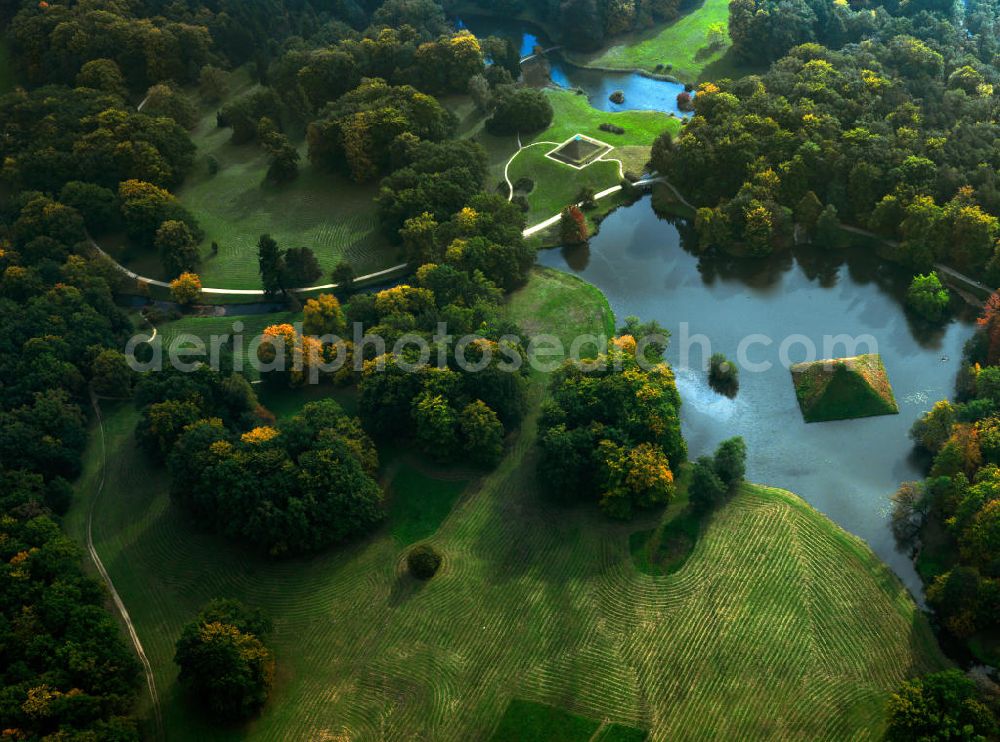 Aerial photograph Cottbus - The park of Branitz in Cottbus is a landscape park, which was owned by the family of Count of Pückler. Its arrangement started in 1845. Later the pyramid platform was used as the Count's burial place