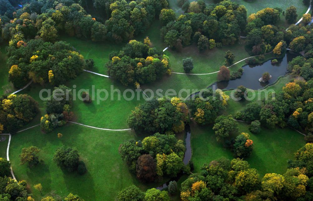 Aerial image Cottbus - The park of Branitz in Cottbus is a landscape park, which was owned by the family of Count of Pückler. Its arrangement started in 1845. Later the pyramid platform was used as the Count's burial place