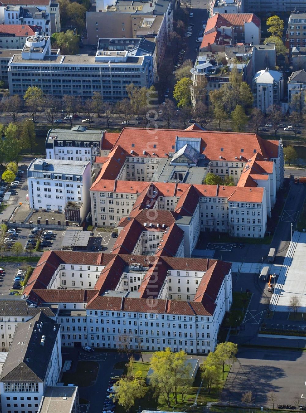Berlin from the bird's eye view: View of the ministry of defence in the Bendlerblock area of the Tiergarten part of Berlin in Germany