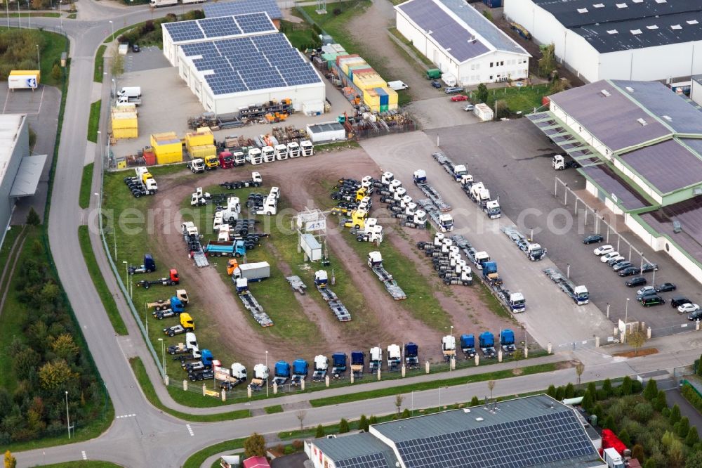 Kandel from the bird's eye view: Industrial estate and company settlement Horst in the district Minderslachen in Kandel in the state Rhineland-Palatinate, Germany