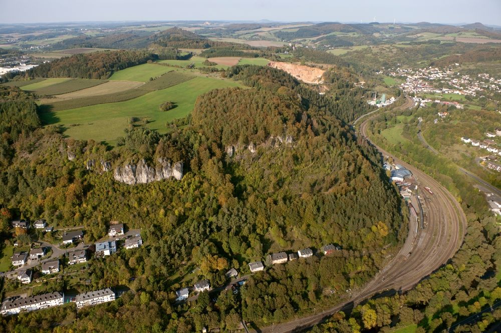 Aerial photograph Gerolstein - View of dolomite cliffs near Gerolstein in the state of Rhineland-Palatinate