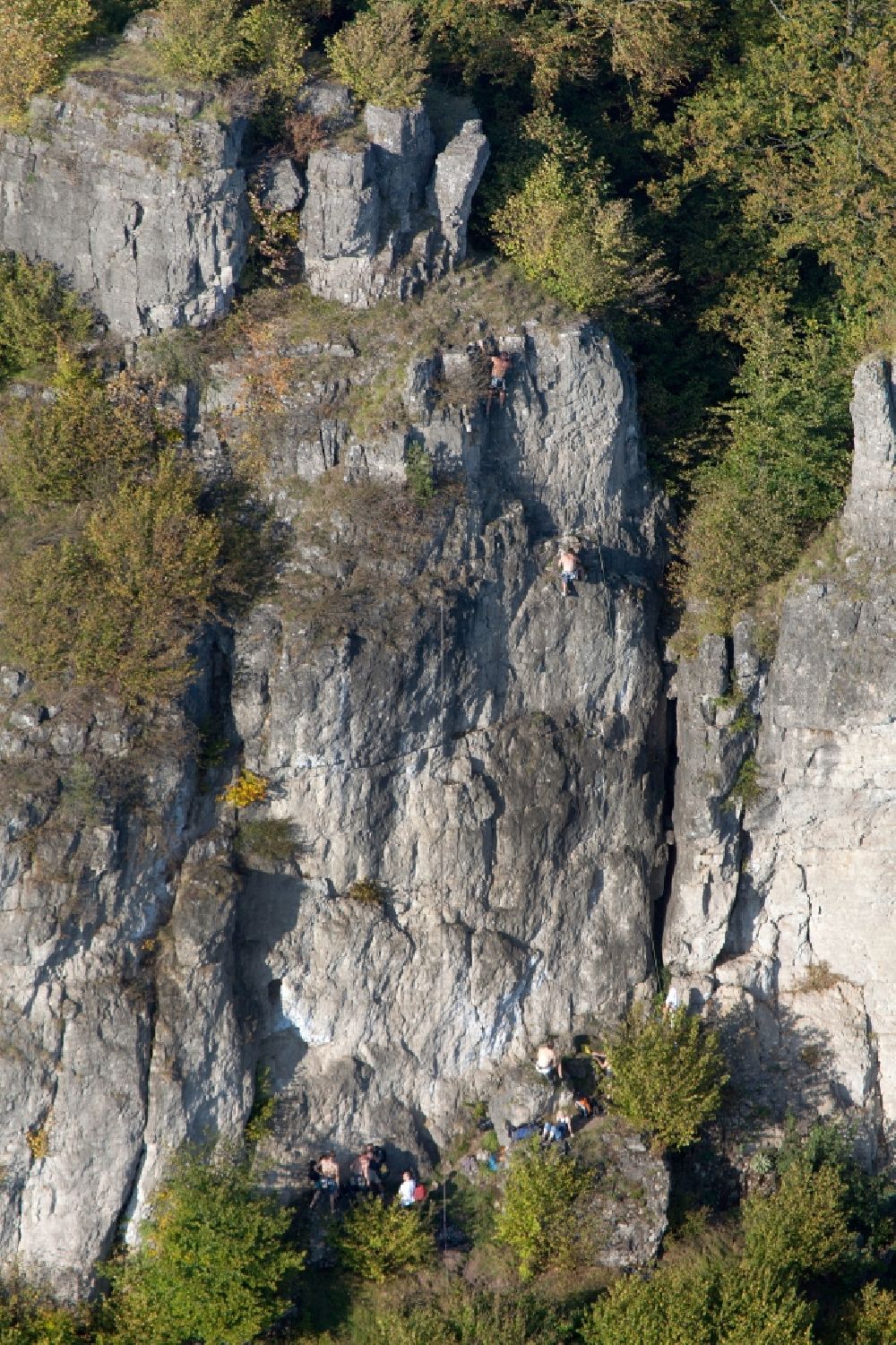 Gerolstein from the bird's eye view: View of dolomite cliffs near Gerolstein in the state of Rhineland-Palatinate