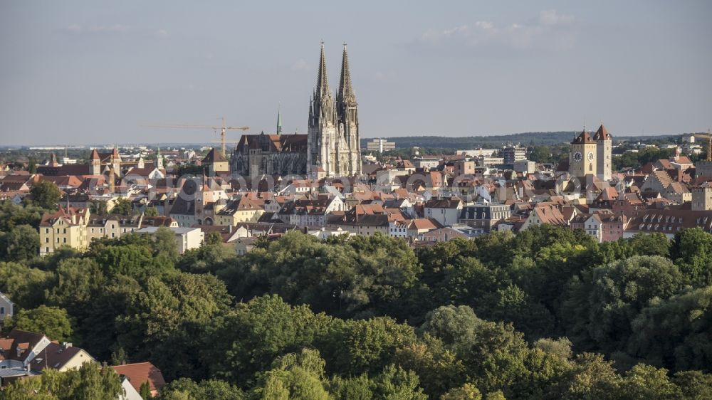 Regensburg from the bird's eye view: Cathedral of St Peter in the center of the historic Old Town of Regensburg in Bavaria
