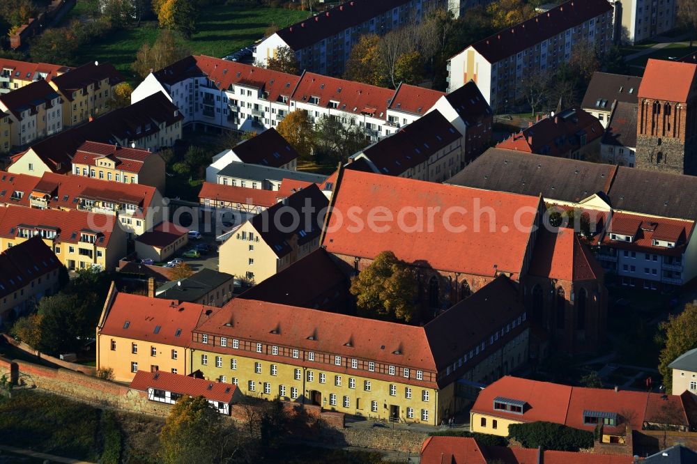 Prenzlau from above - View of the Dominican monastery in Prenzlau in the state Brandenburg