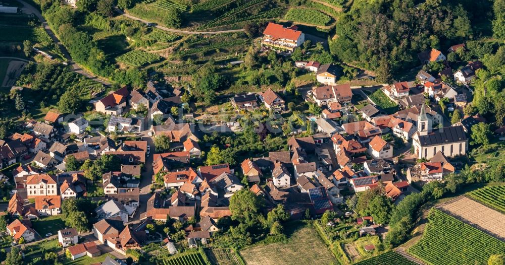 Amoltern from above - Village view in Amoltern in the state Baden-Wurttemberg, Germany