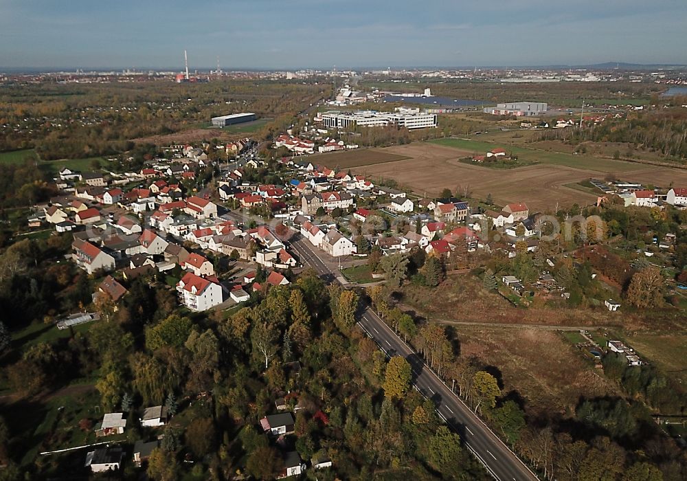 Bruckdorf from the bird's eye view: Village view in Bruckdorf in the state Saxony-Anhalt, Germany