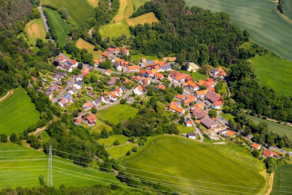 Buhlen from the bird's eye view: Village view in Buhlen in the state Hesse, Germany