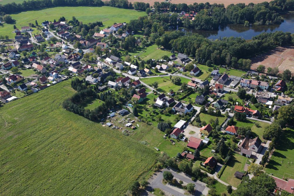 Deutschbaselitz from the bird's eye view: Village view in Deutschbaselitz in the state Saxony, Germany