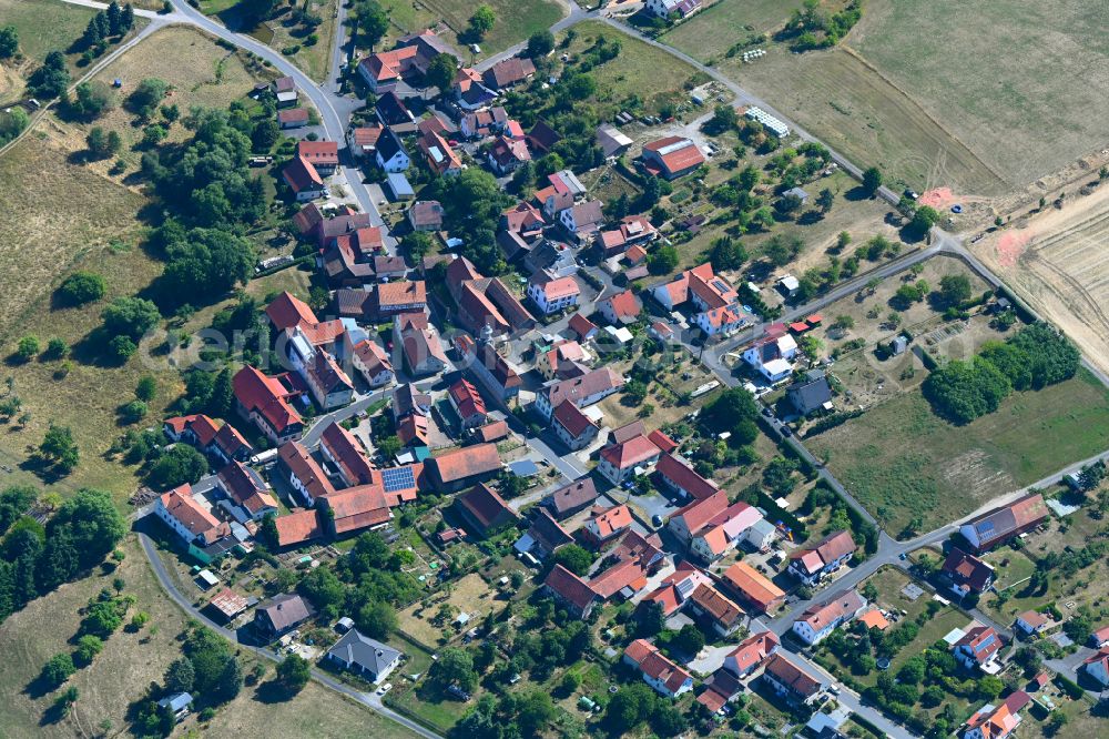 Aerial image Ehrenberg - Village view on street Hauptstrasse in Ehrenberg in the state Thuringia, Germany