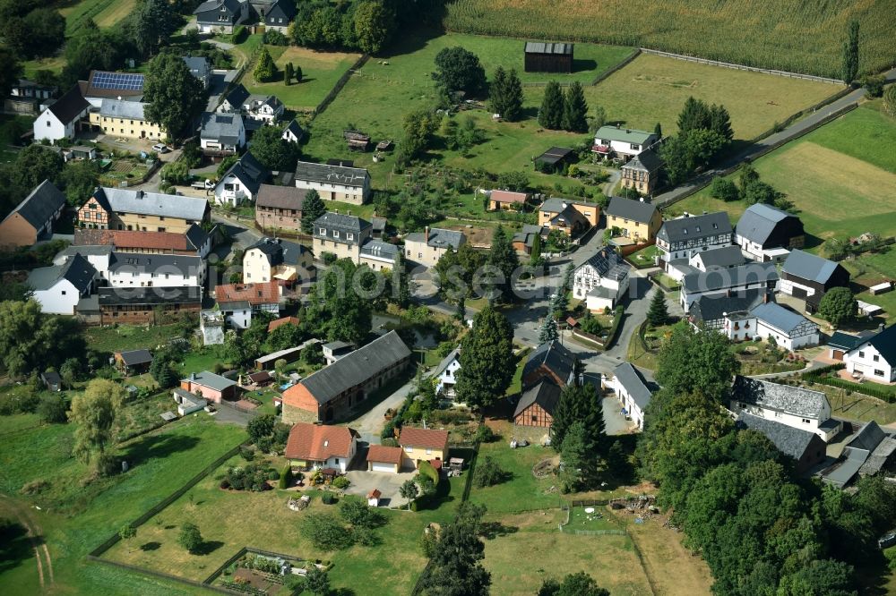 Waltersdorf from above - Village view of Greiz in the state Thuringia
