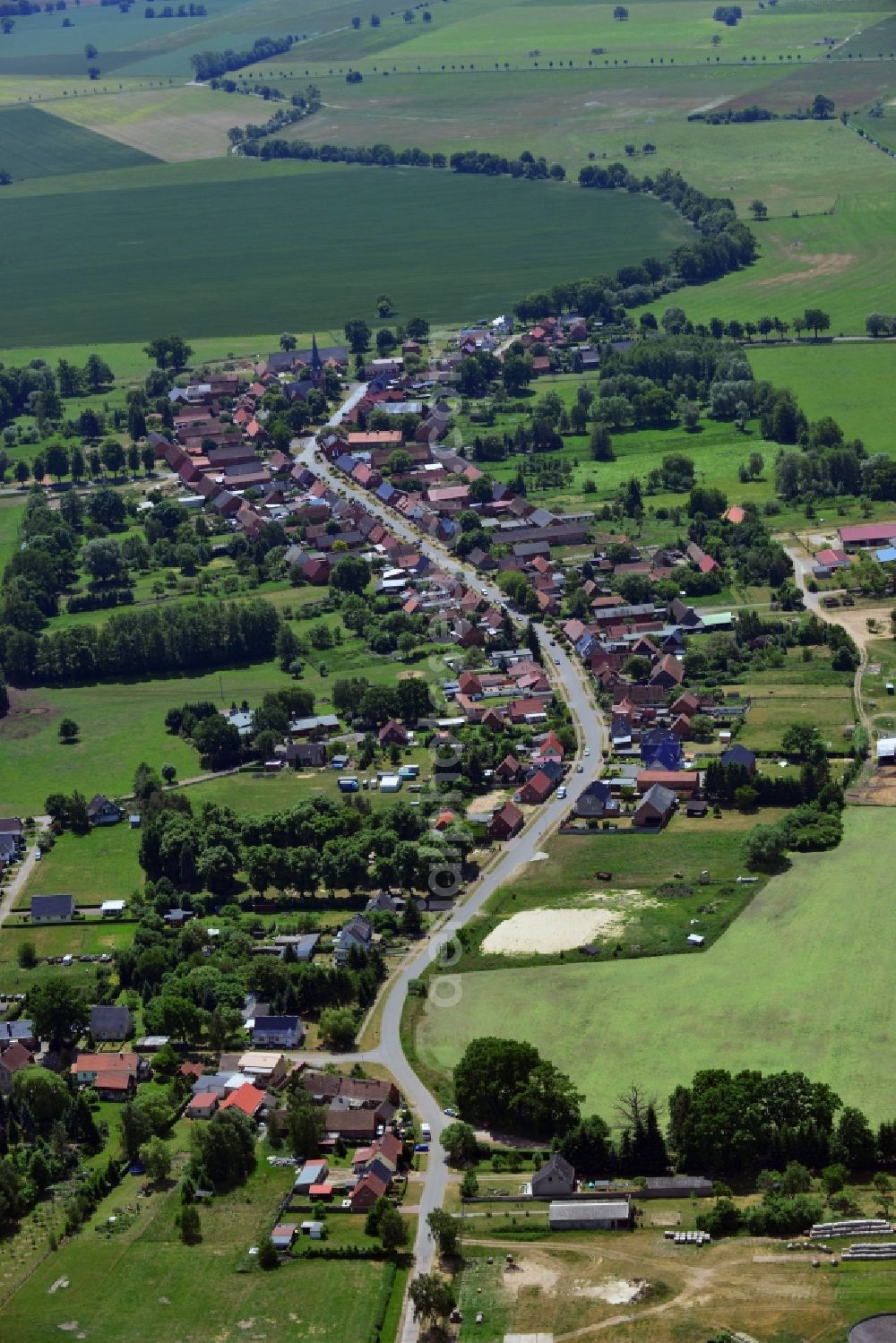 Aerial image Gross Lüben - Village view in Gross Lueben in the state Brandenburg, Germany