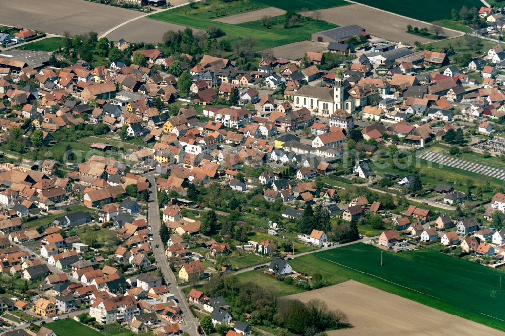 Aerial photograph Hilsenheim - Village view in Hilsenheim in Grand Est, France