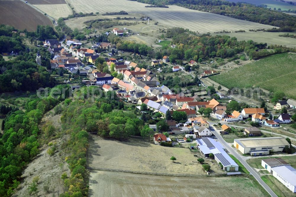 Hirschroda from the bird's eye view: Village view in Hirschroda in the state Saxony-Anhalt, Germany