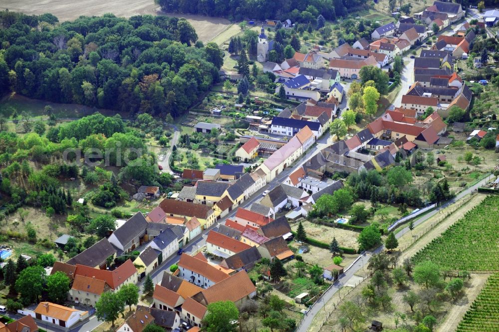 Hirschroda from above - Village view in Hirschroda in the state Saxony-Anhalt, Germany