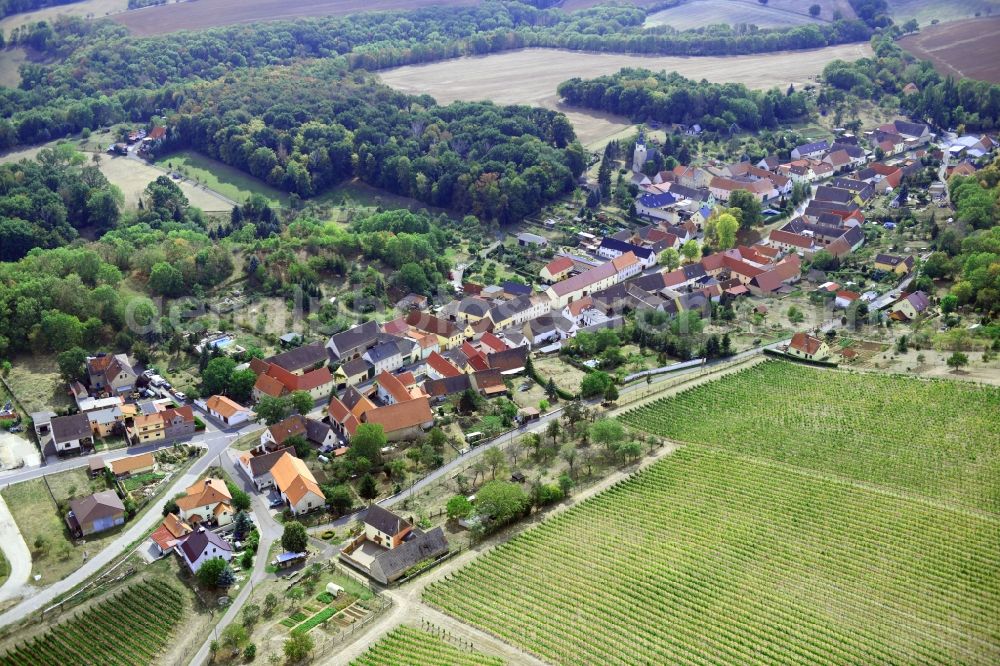 Hirschroda from the bird's eye view: Village view in Hirschroda in the state Saxony-Anhalt, Germany