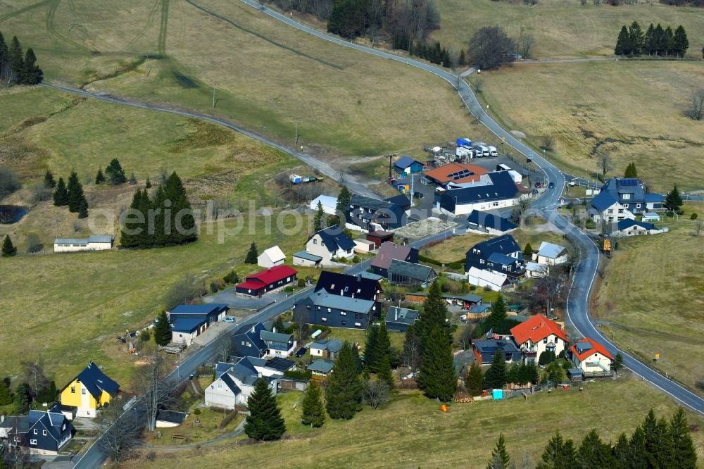 Aerial image Kahlert - Village view with houses and streets in the district Kahlert in Neustadt am Rennsteig in the state Thuringia, Germany