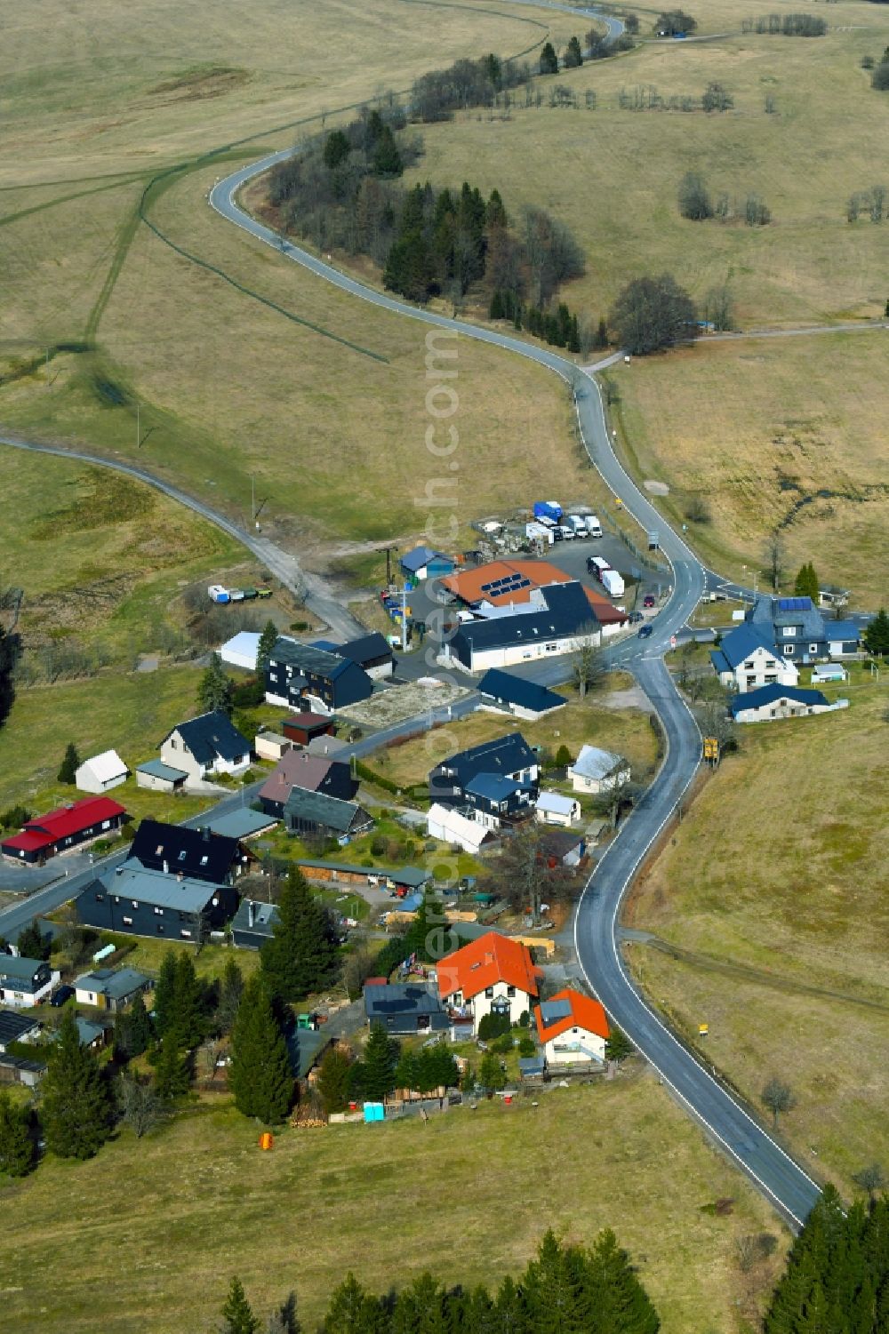 Kahlert from above - Village view with houses and streets in the district Kahlert in Neustadt am Rennsteig in the state Thuringia, Germany