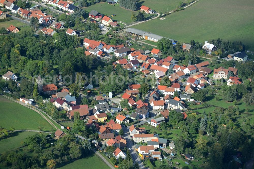 Aerial image Plaue - Village Kleinbreitenbach with the fortress church in the state Thuringia