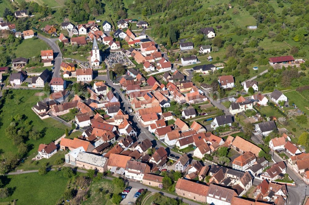 Morsbronn-les-Bains from the bird's eye view: Village view in Morsbronn-les-Bains in Grand Est, France