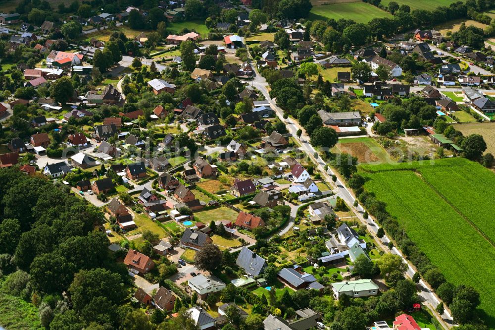 Aerial image Negernbötel - Village - View along the street Lehwisch in Negernboetel in the state Schleswig-Holstein, Germany