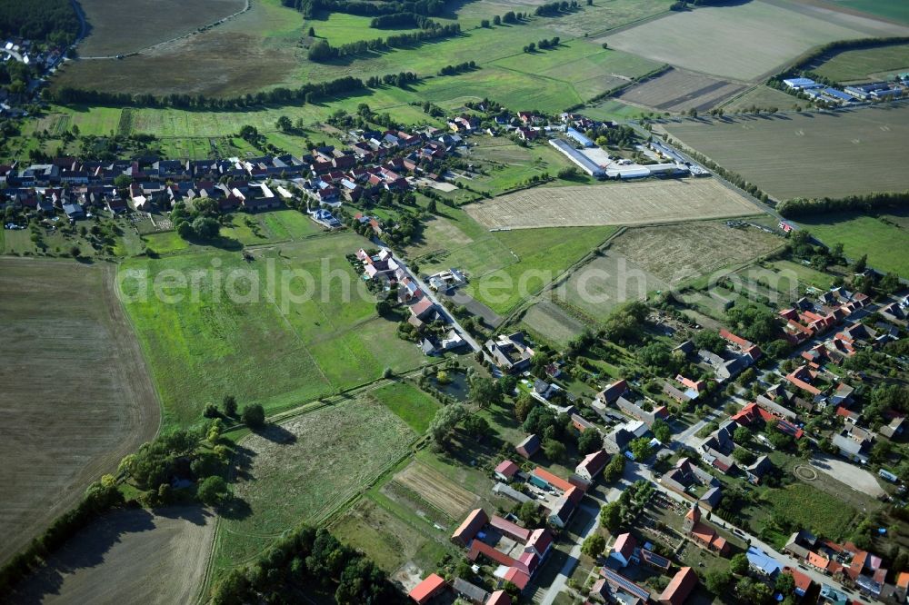 Pechüle from the bird's eye view: Village view in Pechuele in the state Brandenburg, Germany