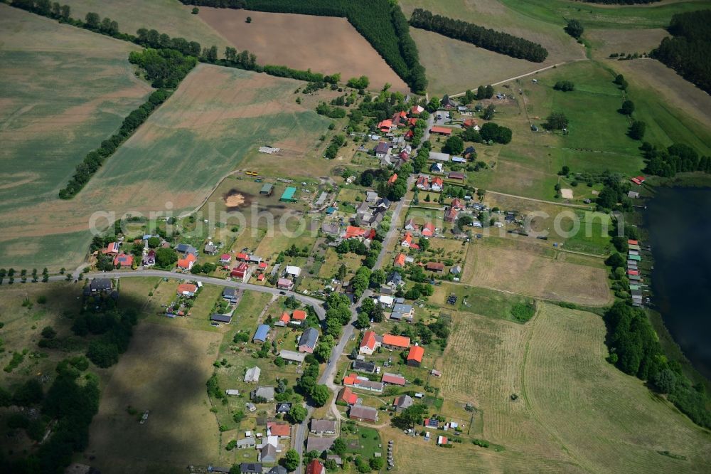 Peetsch from above - Village view in Peetsch in the state Mecklenburg - Western Pomerania, Germany