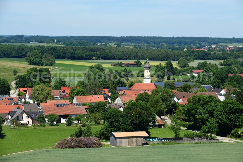 Pfaffenhofen from above - Village view in Pfaffenhofen in the state Bavaria, Germany