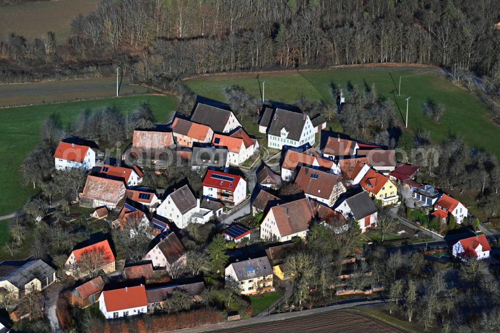 Pommelsbrunn from above - Village view in Pommelsbrunn in the state Bavaria, Germany