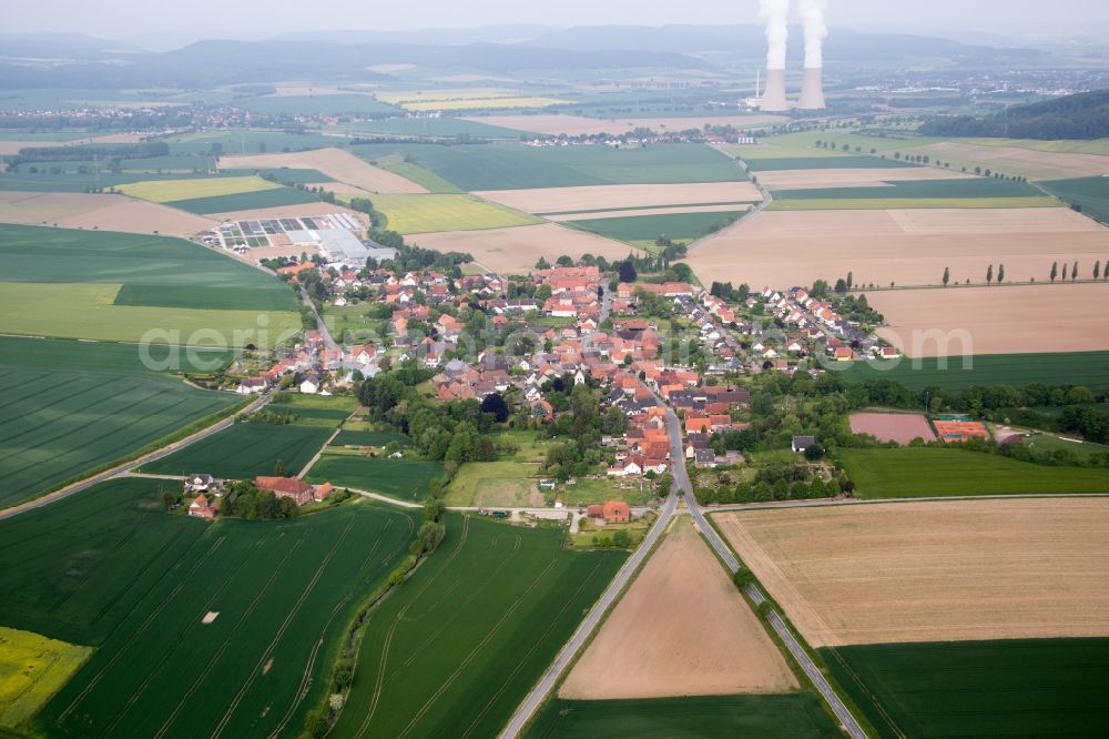 Börry from above - Village - view on the edge of agricultural fields and farmland in Boerry in the state Lower Saxony