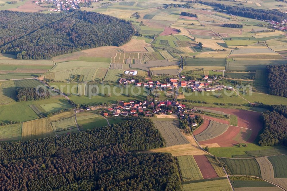 Buchen from the bird's eye view: Village - view on the edge of agricultural fields and farmland in Buchen in the state Baden-Wuerttemberg, Germany