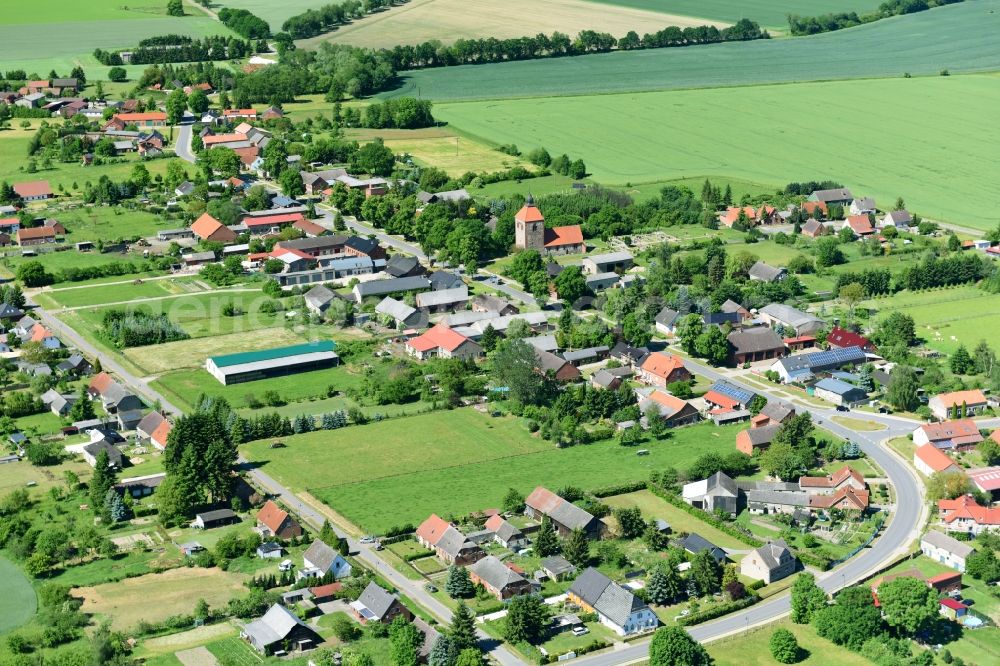 Dambeck from the bird's eye view: Village - view on the edge of agricultural fields and farmland in Dambeck in the state Mecklenburg - Western Pomerania, Germany