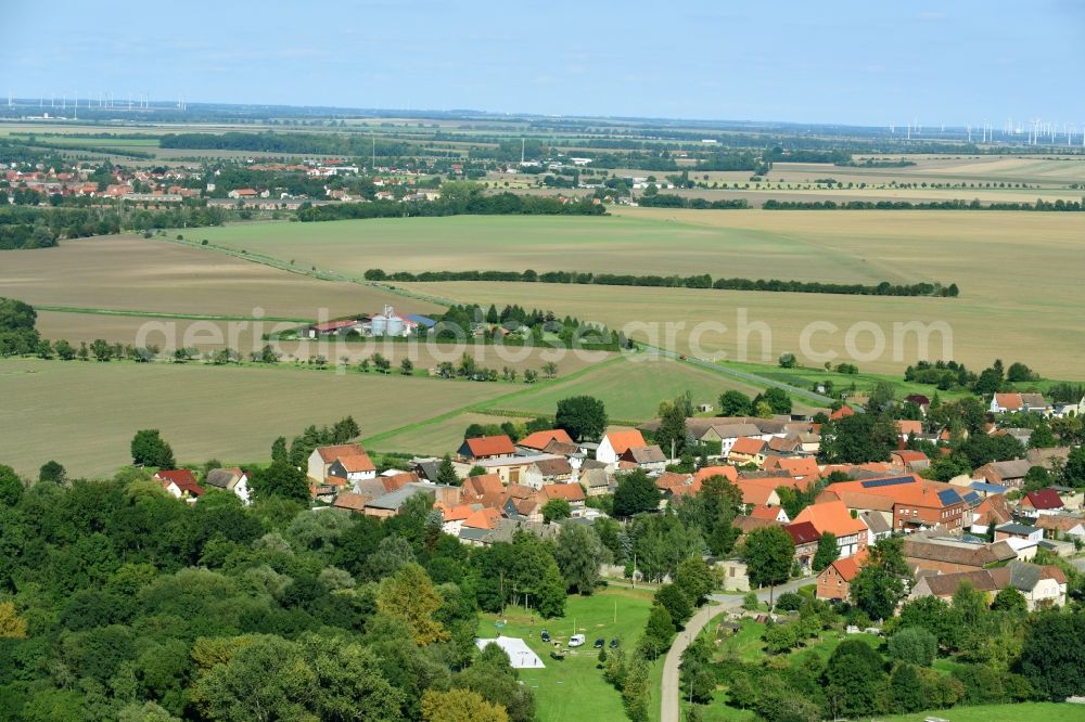 Aerial photograph Deesdorf - Village - view on the edge of agricultural fields and farmland in Deesdorf in the state Saxony-Anhalt, Germany