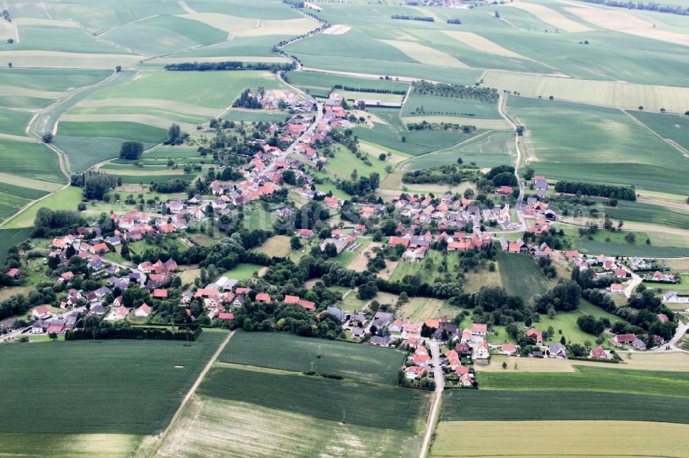 Eberbach-Seltz from above - Village - view on the edge of agricultural fields and farmland in Eberbach-Seltz in Grand Est, France