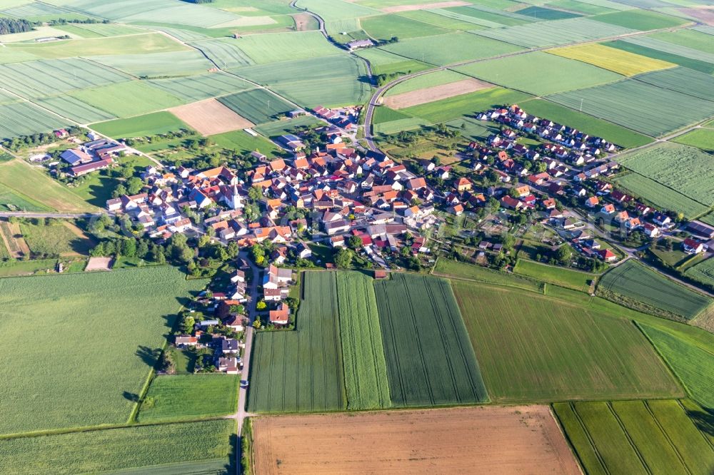Aerial photograph Ebertshausen - Village - view on the edge of agricultural fields and farmland in Ebertshausen in the state Bavaria