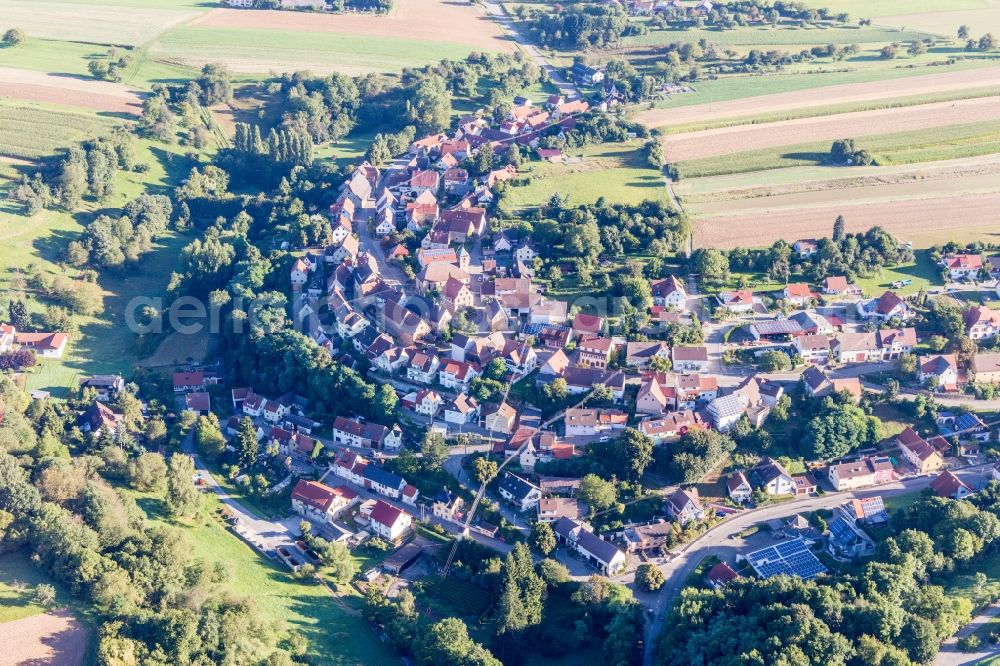 Aerial image Ochsenburg - Village - view on the edge of agricultural fields and farmland in Ochsenburg in the state Baden-Wurttemberg, Germany
