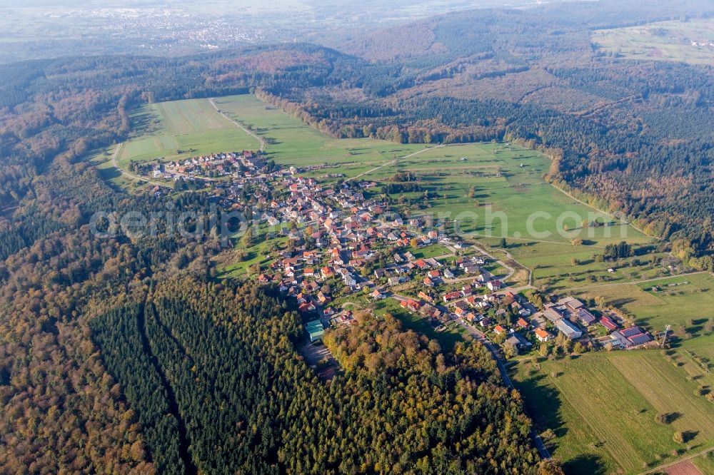 Gaggenau from the bird's eye view: Village - view on the edge of agricultural fields and farmland in the district Freiolsheim in Gaggenau in the state Baden-Wuerttemberg, Germany
