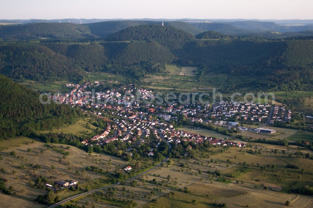 Aerial photograph Reutlingen - Village - view on the edge of agricultural fields and farmland in Reutlingen in the state Baden-Wuerttemberg, Germany