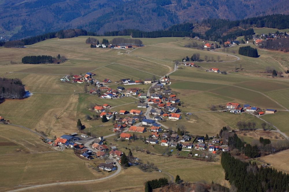 Aerial image Rickenbach - Village - view on the edge of agricultural fields and farmland in Rickenbach in the state Baden-Wuerttemberg, Germany