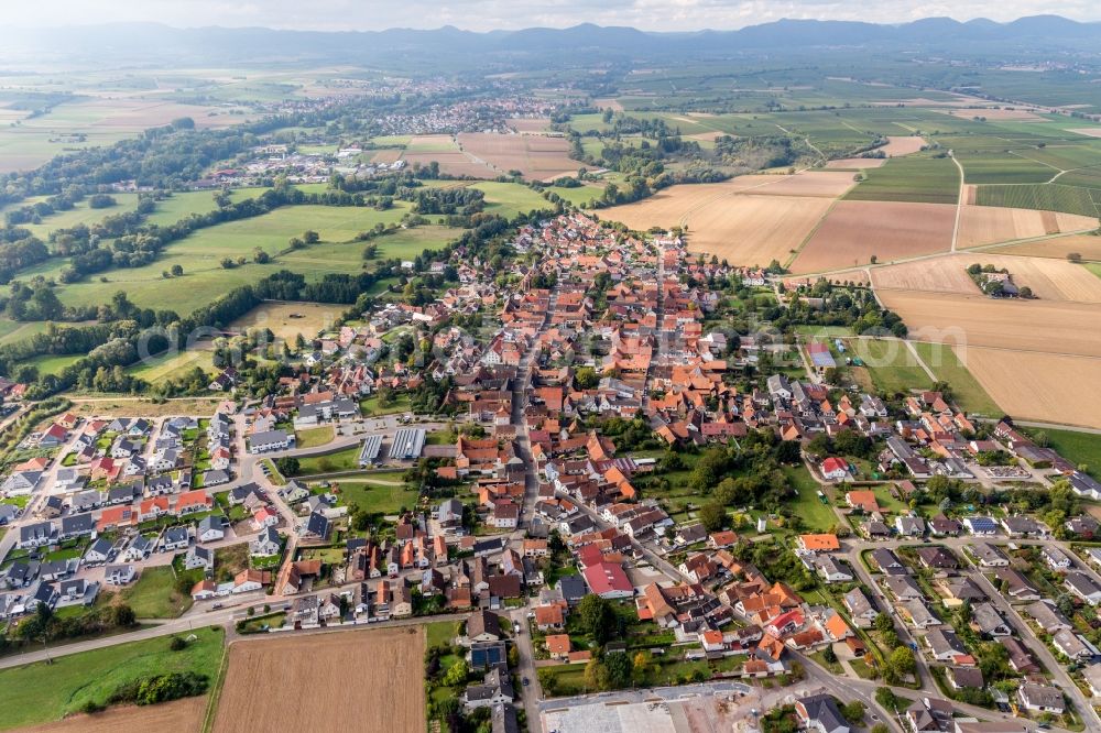 Aerial image Rohrbach - Village - view on the edge of agricultural fields and farmland in Rohrbach in the state Rhineland-Palatinate, Germany