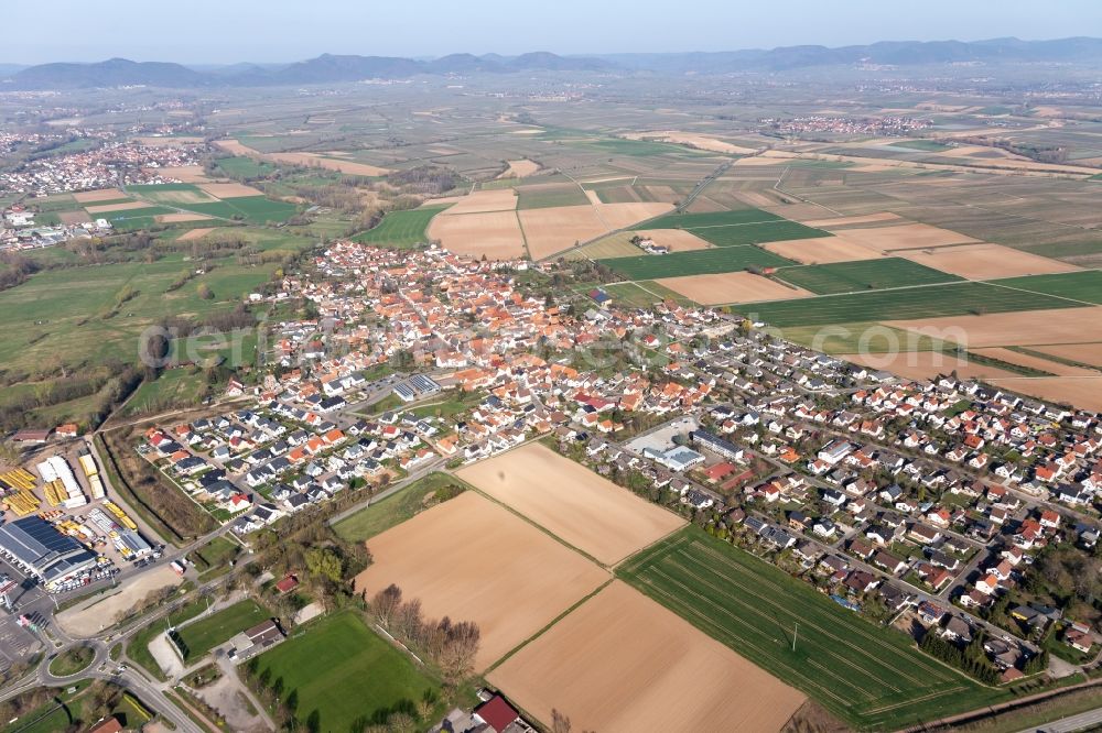 Rohrbach from above - Village - view on the edge of agricultural fields and farmland in Rohrbach in the state Rhineland-Palatinate, Germany