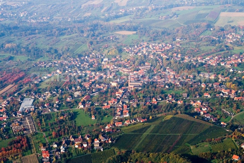 Aerial image Sasbachwalden - Village - view on the edge of agricultural fields and farmland in Sasbachwalden in the state Baden-Wuerttemberg, Germany
