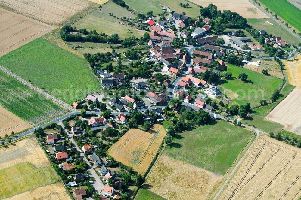 Aerial image Scheppau - Village - view on the edge of agricultural fields and farmland in Scheppau in the state Lower Saxony, Germany